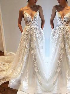 A-Line Ärmelloses Brautkleid mit Gericht Schleppe
