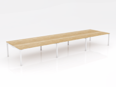 OL Axis Stretch 6 Person Double Sided Desk – Oak Top with White FrameProduct Features:
Flexible frame widths to acccomdate custom worktop depths & variable thicknesses of screens
50mm x 50mm Square legs
50mm x 25mm rails
Powdercoated Frame
Melamine – 25 mm E1 grade substrate finished in new oak with matching 2 mm PVC edge
80mm height adjustment in each foot
10 Year Warranty
140 KG Weight Rating
Flatpack – Assembly required