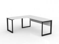 OL Anvil Desk with Return and Modesty – White Top with Black Frame

OL Anvil Loop Leg Workstations are a favorite for Executive offices especially with the addition of the modesty panel. Stocked in 18 quickship configurations for maximum delivery speed. Left & right hand options to choose from.

Product Key Points:
Top: E1 grade board, 25mm melamine finished thickness with matching 2mm PVC edges
50mm x 50mm x 50mm triangle  frame and 50mm x 25mm rail
Flat Pack, Assembly is required
ISO9001 Quality Assurance Certificate
GECA Certified
10 year warranty
End leg set and single corner leg.
2mm steel for extra strength and stability
80 mm height adjustment in each foot
Arctic black powdercoat finish
Multiple rail positions on each frame
Worktop height 715 mm
