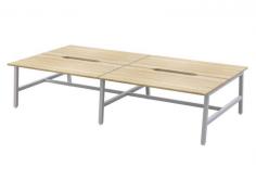 OL Axis Trestle 4 User Bench – Oak Top with White Frame

OL Axis Trestle Bench has an extensive variety of sizes to accommodate a broad scope of use, from bench workstations to boardroom or meeting tables. The sleek A Frame with foot rail and 50 x 50mm leg are built with 2mm thick steel for ultimate stability and durability.

Product Features:
4x Melamine Worktops – 25 mm E0 grade substrate finished in studio white or new oak with matching 2 mm ABS edge
800mm deep tops come with a scallop as standard
50 x 50 mm square legs. 50 x 25 mm rails
80 mm height adjustment in each foot
Arctic white powdercoat finish
Multiple rail positions on each frame
Flat Pack, Assembly is required
Worktop height 720 mm
2mm steel for extra strength and stability
ISO9001 Quality Assurance Certificate
ISO14001 Environmental Certificate
1x shared leg
GECA Certified
Warranty: 10 Years