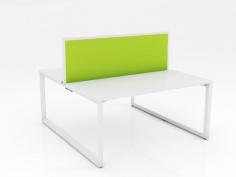 Ol Anvil Desk 2-User Double Sided Workspace with Breathe Fabric Screen

Features of Anvil Desk
50 x 50 mm triangle end frames with flush ground weld finish
50 x 25 mm rails
Frames finished in Gloss White powdercoat
25 mm worksurfaces finished in White melamine on E0 grade substrate with matching PVC edge
Fixed height 715 mm (incl worksurface)
Compatible with comseal cable tidy system
10 year warranty
Flatpack, assembly required
Features of Studio50 Screen
50 mm thickness
500 mm above worktop (approx 1220 mm AFL) (can be modified)
Breathe fabric all over
Screen to desktop brackets included
Powdercoat frame finished in white
Option for glazing upgrade
Made to order
