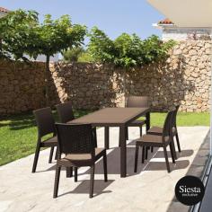 FL 7 Piece Outdoor Dining Table Setting with Florida Chair
Product Features
Stackable Chair –  4 to 6 high
Suitable for indoor and outdoor commercial use
Made of UV stabilised polypropylene
Dimensions: Table – 1400W x 800D x 750H; Chair – 450W x 550D x 880H x 460 Seat Height
Unit Weight: Table – 23g; Chair –  4 kg; Seat Weight Limit – 150kg
The Chair is fully assembled. The table supplied unassembled – easy to assemble
Weather resistant, UV Stabilised
Stocked In: Anthracite, Chocolate and White
Replaceable feet
Matching Products: Tequila Lounge Side Table, All Resin Rattan Range Products
Made in Europe
Produced in accordance with ISO 14001:2015 Environmental Management System Certification
5 years warranty on table and chair; 3 month warranty on cushion
Please Note: Product Sizes, Weights & Colours may vary and are subject to change.
