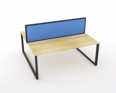 Ol Anvil Desk 2-User Double Sided Workspace with Breathe Screen & Black Frame Oak Top

Features of Anvil Desk
50 x 50 mm triangle end frames with flush ground weld finish
50 x 25 mm rails
Frames finished in Gloss Black powdercoat
25 mm worksurfaces finished in Oak melamine on E0 grade substrate with matching PVC edge
Fixed height 715 mm (incl worksurface)
Compatible with comseal cable tidy system
10 year warranty
Flatpack, assembly required
Features of Studio50 Screen
50 mm thickness
500 mm above worktop (approx 1220 mm AFL) (can be modified)
Breathe fabric all over
Screen to desktop brackets included
Powdercoat frame finished in black
Option for glazing upgrade
Made to order