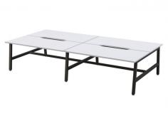 OL Axis Trestle 4 User Bench – White Top with Black Frame

OL Axis Trestle Bench has an extensive variety of sizes to accommodate a broad scope of use, from bench workstations to boardroom or meeting tables. The sleek A Frame with foot rail and 50 x 50mm leg are built with 2mm thick steel for ultimate stability and durability.

Product Features:
4x Melamine Worktops – 25 mm E0 grade substrate finished in studio white or new oak with matching 2 mm ABS edge
800mm deep tops come with a scallop as standard
50 x 50 mm square legs. 50 x 25 mm rails
80 mm height adjustment in each foot
Arctic black powdercoat finish
Multiple rail positions on each frame
Flat Pack, Assembly is required
Worktop height 720 mm
2mm steel for extra strength and stability
ISO9001 Quality Assurance Certificate
ISO14001 Environmental Certificate
1x shared leg
GECA Certified
Warranty: 10 Years