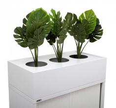 RL Planter BoxFeatures

Suitable for Live or Artificial Plants
Drip Tray Incorporated
Place of Top of GO Tambour Door Cupboard or Lateral Filing Cabinet
Available in 900mm or 1200mm Widths
Available in White or Black
Environmentally friendly with live plants
Fully assembled
Works in a workstation layout