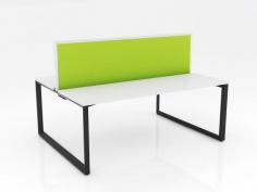 Ol Anvil Desk 2-User Double Sided Workspace with Breathe Fabric Screen & Black Frame

Features of Anvil Desk
50 x 50 mm triangle end frames with flush ground weld finish
50 x 25 mm rails
Frames finished in Gloss Black powdercoat
25 mm worksurfaces finished in White melamine on E0 grade substrate with matching PVC edge
Fixed height 715 mm (incl worksurface)
Compatible with comseal cable tidy system
10 year warranty
Flatpack, assembly required
Features of Studio50 Screen
50 mm thickness
500 mm above worktop (approx 1220 mm AFL) (can be modified)
Breathe fabric all over
Screen to desktop brackets included
Powdercoat frame finished in black
Option for glazing upgrade
Made to order