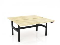 OL Agile Electric Height Adjustable Round Leg Desk in Oak Top with Black Frame
