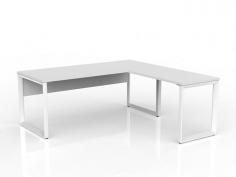 OL Anvil Desk with Return and Modesty – White Top with White Frame

OL Anvil Loop Leg Workstations are a favorite for Executive offices especially with the addition of the modesty panel. Stocked in 18 quickship configurations for maximum delivery speed. Left & right hand options to choose from.

Product Key Points:
Top: E1 grade board, 25mm melamine finished thickness with matching 2mm PVC edges
50mm x 50mm x 50mm triangle  frame and 50mm x 25mm rail
Flat Pack, Assembly is required
ISO9001 Quality Assurance Certificate
GECA Certified
10 year warranty
End leg set and single corner leg.
2mm steel for extra strength and stability
80 mm height adjustment in each foot
Arctic white powdercoat finish
Multiple rail positions on each frame
Worktop height 715 mm