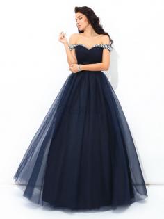 Duchesse-Linie Natürliche Taile Reißverschluss Bodenlanges Partykleid mit Perlen