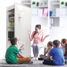 VC Huddle Double Whiteboard Mobile

Multi-functional Mobile Whiteboard Wall – Perfect for Future Focused Learning Environments. Easily movable double sided magnetic whiteboard with storage that is split into two making it perfect for shared and adaptable learning environments. Each end has two adjustable shelves giving 8 compartments in total for storage.
Features :
Easy pull handle on either end
Four large easy glide castors with 2 lockable
Two adjustable shelves each end with one fixed
Dimensions (W x H x D): 840 x 1800 x 374mm