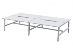 OL Axis Trestle 4 User Bench – White Top with White Frame

OL Axis Trestle Bench has an extensive variety of sizes to accommodate a broad scope of use, from bench workstations to boardroom or meeting tables. The sleek A Frame with foot rail and 50 x 50mm leg are built with 2mm thick steel for ultimate stability and durability.

Product Features:
4x Melamine Worktops – 25 mm E0 grade substrate finished in studio white or new oak with matching 2 mm ABS edge
800mm deep tops come with a scallop as standard
50 x 50 mm square legs. 50 x 25 mm rails
80 mm height adjustment in each foot
Arctic white powdercoat finish
Multiple rail positions on each frame
Flat Pack, Assembly is required
Worktop height 720 mm
2mm steel for extra strength and stability
ISO9001 Quality Assurance Certificate
ISO14001 Environmental Certificate
1x shared leg
GECA Certified
Warranty: 10 Years