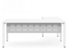 DD Plaza Desk – With ReturnFrame Finish in Black or White
Modesty Panel Black or White
Order Lead time: 15 days
Warranty: 10 Years
White Top: White 200
Top 25mm Thickness
Cable Hole Included
Origin: Australia