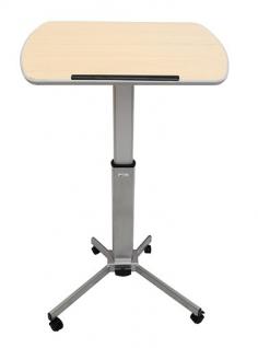 VC Height Adjustable Lectern and Desk 2 in 1

Two tables in one and height adjustable from 750-1120mm Lectern and Desk. Unique pneumatic gas lift operation with foot pedal tested over 10,000 cycles. Table top can be tilted to various angle to provide a lectern that can be easily raise or lowered.

With table top flat it provides a perfect small desk for exams, note taking, registration desk or even for eating a meal in front of the TV! Perfect for schools, educational facilities, conferences and meeting rooms.

Features
NEW design with easy lift capacity
Table top section is 650 x 400mm
Height adjustable from 750-1120mm
40mm lockable castors
Powder coated satin silver steel stand