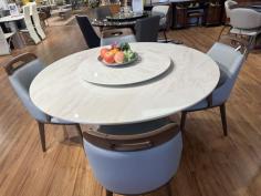DT233 ROUND MARBLE DINING TABLE WITH LAZY SUSAN

