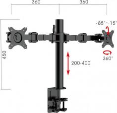 RL Revolve Dual Monitor Arm

Product Features :
Pole Mounted Dual Monitor Arm
Suits 10? ? 30? Monitors
200 ? 400mm Height Range
450mm Centre Pole Height
360mm Arm Reach
85 > 15 Degree Vertical Tilt
360 Degree Horizontal Adjustment
10kg Weight Rating per Arm
Cable Management within Pole
Warranty – 3 (Three) Years
Finishes – Black