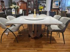 330 SQUARE MARBLE DINING TABLE WITH LAZY SUSAN

