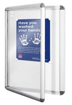 VC NEO Hinged Door Magnetic Whiteboard Notice Case

European design and modern contoured shape. Satin silver aluminium frame, with grey moulded corners. Suitable for internal and external under awning Locations.

The back of the case is sealed with an aluminium sheet for added protection. Write on the whiteboard background or use magnets to easily secure notices.

Features
Lockable frame, sealed with aluminum sheet backing
Perfect for temporary, no contact notices
Concealed wall fixtures
Depth from wall 33mm
Magnetic backing with 6 magnets included
Magnetic Receptive
Dry Wipe Surface
Available in A2, A1, A0