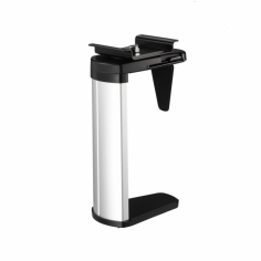 Slide and Rotate CPU Holder

The CPU holder effectively raises the CPU tower off the floor and stores the CPU in a safe position under the work surface, therefore protecting your equipment and saving room on your desktop. The rack allows the CPU to work on a sliding system and rotates a full 360º providing easy access to cables and ports. This versatile holder is constructed from aluminium to secure your CPU tower

Features
Simple sliding system and rotates 360º
Width and height adjustable
Aluminium body clamps tightly on top and bottom of CPU to hold securely
Stores CPU vertically beneath your workstation
Weight capacity of 10kg
 

 Accepts CPU’s:
Min: 280mm x 60mm
Max: 380mm x 120mm