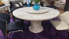 DT852 ROUND MARBLE DINING TABLE WITH LAZY SUSAN

