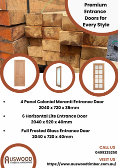 Upgrade your home with premium entrance doors! Choose from our 4 Panel Colonial Meranti, 6 Horizontal Lite, or Full Frosted Glass designs. Stylish, durable, and perfect for any entrance. Sizes: 2040x720x35mm / 2040x920x40mm / 2040x720x40mm.

#merantiDoor #frostedglassDoor #HomeImprovement  #officer #clydenorth