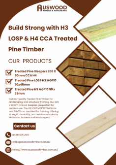 Build Strong with H3 LOSP & H4 CCA Treated Pine Timber

Enhance your projects with our high-quality Treated Pine range. Ideal for landscaping and structural framing, choose from CCA H4 Sleepers 200x50mm or MGP10 H3 LOSP Treated Pine in 70x45mm and 90x35mm. Strong, durable, and reliable timber solutions for every build.#treatedpine #pinesleepers #MGP10 #LOSP #CCA #timbersupplies #landscapingtimber #structuraltimber #buildingmaterials #pinetimber #auswoodtimberhardware #clydenorth #officer #beaconsfield #cranbourne
