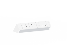 Athena Above Desk Power Rail – 2GPO & 2 USB Charging

Our Athena Power Rails are stylish yet timelessly designed and holding it’s place as our #1 selling power rail. It’s the ideal solution to a clutter-free workspace while also offering easy access to power and charging technology.

Features
2 GPO rotated, 1 x Inline USB-C/C PD Fast-Charge module (30W shared), 1000mm tag lead, L3D splitter & desk clamp
Natural anodised finish with black or white end caps and sockets.
2 x desk clamps to secure the power rail to back edge of desktop