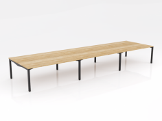 OL Axis Stretch 6 Person Double Sided Desk – Oak Top with Black Frame
Flexible frame widths to acccomdate custom worktop depths & variable thicknesses of screens
50mm x 50mm Square legs
50mm x 25mm rails
Powdercoated Frame
Melamine – 25 mm E1 grade substrate finished in new oak with matching 2 mm PVC edge
80mm height adjustment in each foot
10 Year Warranty
140 KG Weight Rating
Flatpack – Assembly required