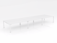 OL Axis Stretch 6 Person Double Sided Desk – White Top with White Frame
Flexible frame widths to acccomdate custom worktop depths & variable thicknesses of screens
50mm x 50mm Square legs
50mm x 25mm rails
Powdercoated Frame
Melamine – 25 mm E1 grade substrate finished in white with matching 2 mm PVC edge
80mm height adjustment in each foot
10 Year Warranty
140 KG Weight Rating
Flatpack – Assembly required