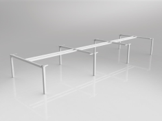 OL Axis Double Sided 6-User Workspace Frame
Layout Type – 6 staff back to back
Frame Colour – Black Powdercoat/White Powdercoat
Frame Type – Fixed height
Axis Shared Doublesided Straightline Desk layout to suit 6 worktops of 1800mm x 750mm
80mm height adjustment in each foot
Worktop Height – 715mm
Excludes Worktops, Cable Management and screens
Warranty 10 Years
Flatpack – Assembly required