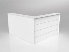OL L Shape Axis Reception Facade
Axis Reception Counter Facade
ISO 14001 & ISO 9001 Certified
1842mm x 1842mm x 1130mm high x 300mm deep
Fits over Axis, Anvil, Aero 1800 x 1800w 90degree Workstations
18 mm White melamine on E0 grade
substrate with matching PVC edge
Flush-joined construction detailing
 All reception options require freestanding worksurfaces
Aluminium beading detail on front
Flatpack, assembly required
Warranty: 10 Years