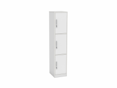 OL Single Locker with 3 Lockable doors
18mm White Melamine on E0 grade substrate with matching PVC edge
1800 high x 380 wide x 450 deep
Flush joined construction with Three doors
Set on plinth base.
Warranty :  10 years