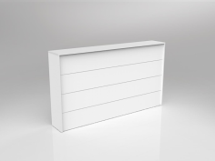 OL Axis Straight Reception Counter Facade
Axis Reception Counter
ISO 14001 and ISO 9001 Certified
1842mm wide x 1130mm high x 300mm deep
18 mm White melamine on E0 grade
substrate with matching PVC edge
Flush-joined construction detailing
All reception options require freestanding worksurfaces
Aluminium beading detail on front
Flatpack, assembly required
Warranty: 10 Years
For other sizes please inquire