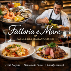Looking for an authentic Italian restaurant in Burlingame? Discover the rich taste of Italy at Fattoria e Mare, where traditional recipes meet modern culinary excellence. From freshly made pasta and wood-fired pizzas to premium seafood and perfectly cooked steaks, every dish is crafted using high-quality, locally sourced ingredients. Enjoy a warm and elegant ambiance perfect for family dinners, romantic evenings, or special occasions. With outstanding service and a passion for authentic Italian flavors, Fattoria e Mare offers a truly unforgettable dining experience. Reserve your table today and savor the best Italian cuisine in Burlingame!