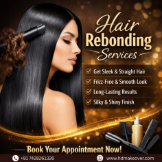 Get a smooth and polished look with professional Hair Rebonding Services designed to straighten and restructure your hair for a sleek finish. This treatment helps reduce frizz, improve shine, and make your hair more manageable for everyday styling. Ideal for those with curly or wavy hair, rebonding delivers long-lasting straightness with a glossy appearance. Choose reliable hair rebonding services to achieve a refined, elegant, and easy-to-maintain hairstyle.