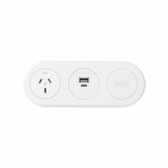 CM Echo In Desk GPO with Wireless and USB Fast Charge Module
Echo series delivers the latest charging technology to empower engaging and connected spaces within the commercial workplace, integrating into personal workstations, soft-seating and collaborative spaces. This module has both USB A/C Charging and Wireless Charging and a GPO. The module has a shallow depth of 46mm, with easy top-side installation without fastening from the bottom
Features
Minimalistic surface design blends into any surface.
Surface installation suited to soft seating and custom joinery.
Available to be configured with soft wiring connector or standard 3-pin plug
1000mm TAG lead with L3F splitter or 1500mm lead with 3-pin plug
Standard colours black and white.
Lead Time: 15 to 20 business days