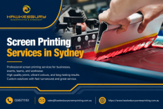 Looking for reliable screen printing services in Sydney? Hawkesbury Screen Printing & Embroidery delivers high-quality custom printing solutions for uniforms, workwear, promotional apparel, sporting teams, and corporate branding. Using premium materials and advanced printing techniques, we create vibrant, durable designs that leave a lasting impression. Fast turnaround times, competitive pricing, and exceptional customer service make us the trusted choice for all your screen printing needs.