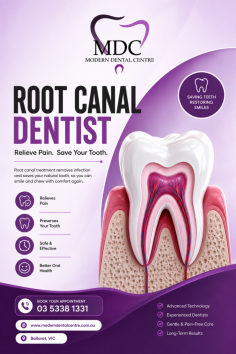 Looking for a trusted Root Canal Dentist in Ballarat? Modern Dental Centre provides gentle, advanced root canal treatment to relieve tooth pain, remove infection, and save your natural teeth. With over 22 years of experience, our expert team delivers comfortable, personalised care using modern dental technology. Visit our website to learn more and book your consultation today.