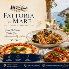 Experience the perfect blend of traditional Italian cuisine and fresh coastal ingredients at a welcoming Italian Restaurant in Half Moon Bay. Enjoy handcrafted pasta, wood-fired pizzas, fresh seafood specialties, flavorful entrées, and classic Italian desserts, all prepared with high-quality ingredients and authentic recipes. Whether you're planning a romantic dinner, family gathering, or casual lunch, the warm ambiance and attentive service create a memorable dining experience. Choose an Italian restaurant in Half Moon Bay for exceptional flavors, genuine hospitality, and an unforgettable taste of Italy by the coast.