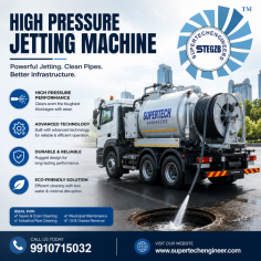 Need a reliable solution for clearing blocked drains and sewer lines? Our High Pressure Jetting Machine is engineered to deliver powerful water jetting performance for removing grease, sludge, silt, roots, and stubborn debris from pipelines, drains, manholes, and sewer networks. Designed for municipalities, industrial facilities, commercial properties, and maintenance contractors, this machine combines high-pressure cleaning technology with durable construction to ensure fast, effective, and environmentally friendly operations. Easy to operate and built for long-lasting performance, it helps improve productivity, reduce maintenance time, and keep drainage systems flowing efficiently in even the most demanding applications.