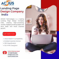 ACSIUS is a leading Landing Page Design Company India, creating high-converting, visually engaging, and mobile-responsive landing pages tailored to your marketing goals. Our expert designers focus on compelling layouts, fast loading speeds, clear calls-to-action, and SEO-friendly design to maximize lead generation and conversions. Whether for PPC campaigns, product launches, or business promotions, we deliver custom landing pages that enhance user experience and drive measurable results.