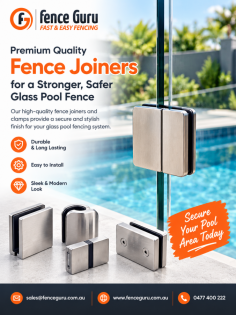 Upgrade your glass pool fencing with durable and stylish fence joiners designed to provide secure connections and a clean, modern finish. Ideal for creating a strong and reliable glass fencing system around pool areas. For quality fencing products and support, visit Fence Guru or contact the team today.