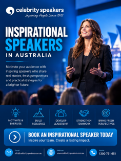 Looking for inspirational in Australia? Explore inspiring speakers who share real stories, personal experiences and practical ideas that connect with audiences. Celebrity Speakers can help you find the right speaker for conferences, corporate events, team gatherings and special occasions across Australia.