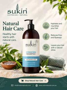 Sukin Natural Hair Care offers gentle, effective hair nourishment with its Hydrating Shampoo. Designed to hydrate dry hair, reduce frizz and flyaways, and support a natural shine, this haircare solution combines everyday care with botanical-inspired goodness. Shop Natural Hair Care at Sukin Naturals for quality Australian haircare products.