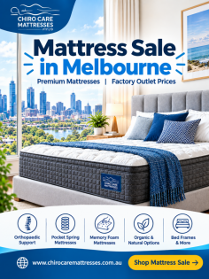 Looking for a comfortable mattress at a good price? Chiro Care Mattresses has a wide range of options to suit different sleep preferences and budgets. If you’re searching for a mattress sale in Melbourne, explore our orthopaedic, pocket spring and medium-feel mattresses in various sizes. Visit our Thomastown or Ravenhall showroom to try one before you buy.