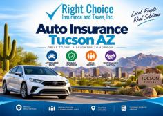 A knowledgeable Auto Insurance Agent Tucson drivers can trust makes it easier to choose coverage that reflects their vehicle, driving habits, household needs, and financial goals. Right Choice Insurance and Taxes, Inc. provides personalized insurance guidance for Tucson residents who want to understand their options without navigating complex policy language alone. Whether you are purchasing your first vehicle, replacing an older car, adding a driver to your household, or reviewing an existing policy, professional support can help you make an informed decision. The right Tucson auto insurance agent begins by learning about your situation rather than recommending the same policy for every customer. Important considerations can include the make and value of your vehicle, where and how often you drive, your preferred deductible, prior insurance history, household drivers, and desired level of financial protection. This individualized approach can help identify coverage that balances affordability with meaningful protection when an unexpected loss occurs. A complete Auto Insurance Agent Tucson consultation can include a review of several essential coverage options. Liability coverage may help pay for covered bodily injury or property damage you cause to another person. Collision coverage may help with repairs to your vehicle after a covered accident, while comprehensive coverage may apply to certain losses that do not involve a collision, such as theft, vandalism, hail, fire, or falling objects. Uninsured and underinsured motorist protection, medical payments coverage, rental reimbursement, and roadside assistance may also be worth discussing based on your needs and available policy options. Right Choice Insurance works with multiple insurance carriers, allowing its team to compare available rates and coverage options rather than limiting clients to a single insurer. This can be valuable when you are searching for competitive pricing, changing vehicles, moving within Arizona, adding a teen driver, or looking for potential discounts. A Tucson auto insurance agent can also help you evaluate multi-vehicle, safe-driver, bundle, good-student, payment, and other carrier-specific discount opportunities, where available. Insurance decisions should consider more than the monthly premium. Lower-priced coverage may involve higher deductibles, lower limits, or fewer protections when you need them most. Right Choice Insurance emphasizes customized solutions, personalized service, and a team with more than 50 years of combined industry experience. The agency is located at 2327 East Speedway Boulevard in Tucson and can help clients compare options based on their unique circumstances.