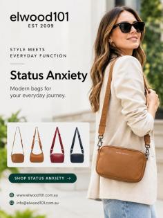 Shop stylish Status Anxiety bags designed for everyday use and effortless style. Choose from versatile crossbody designs in classic tan, rich red and navy shades, offering a practical way to carry your essentials while complementing your everyday look. Perfect for casual outings, workdays and weekends, these bags combine modern design with everyday functionality.